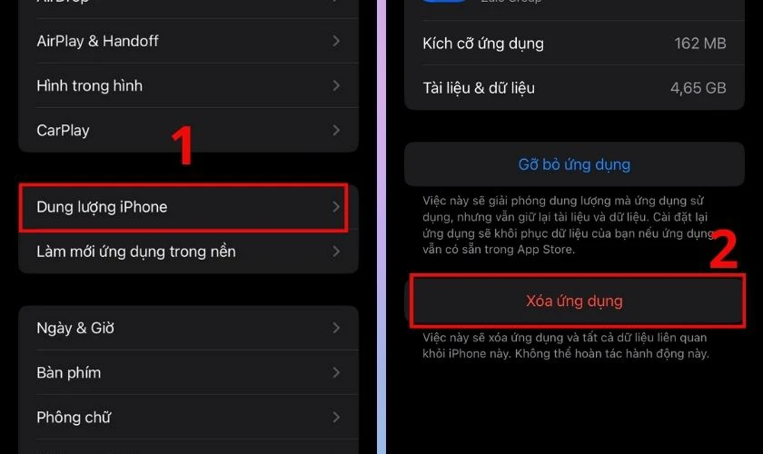 Xoá bộ nhớ đệm của ứng dụng