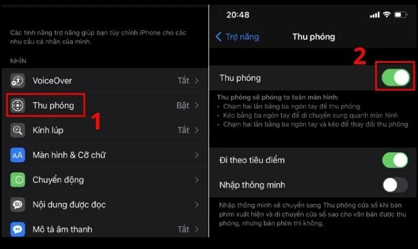 Tiếp tục chọn v&agrave;o Thu ph&oacute;ng v&agrave; chọn Bật