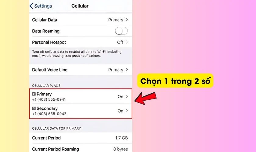 Truy cập C&agrave;i đặt, chọn Di động v&agrave; chọn Số mặc định