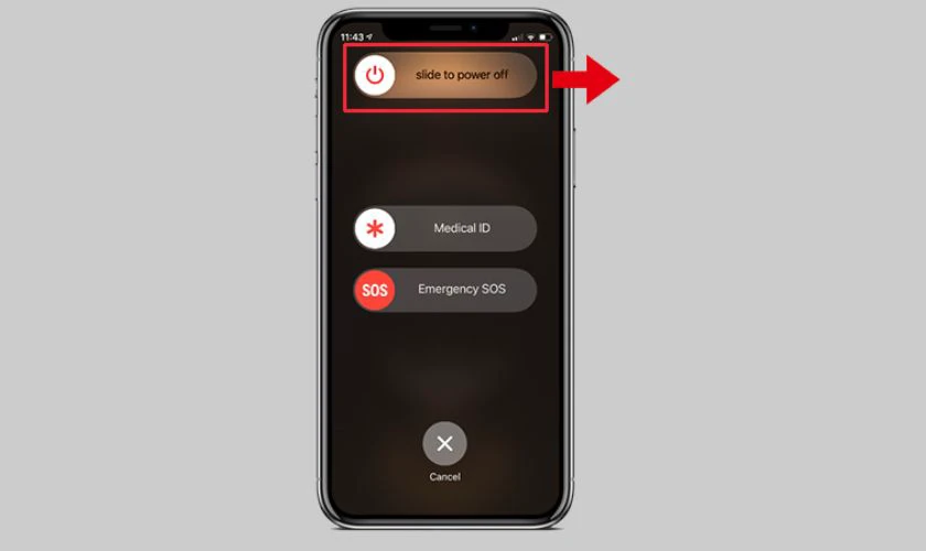 Sau đó nhấn giữ nút nguồn đến khi logo Apple xuất hiện