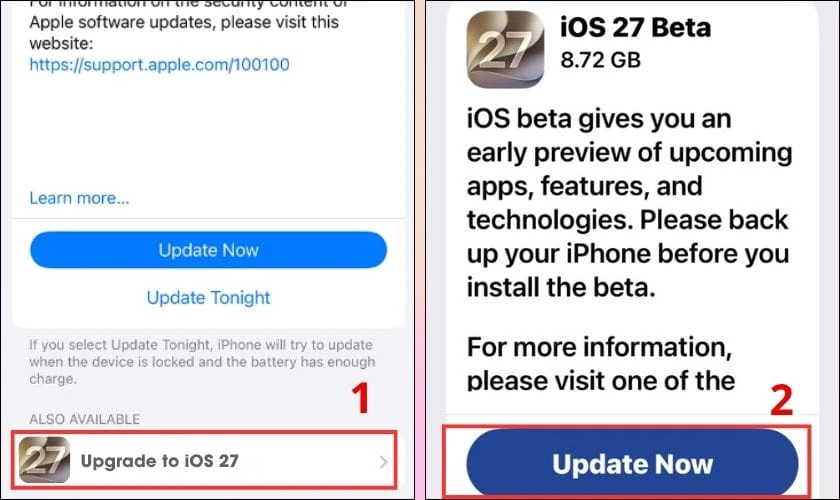 Cách nâng cấp iPhone 12 Pro Max lên iOS 27 đơn giản