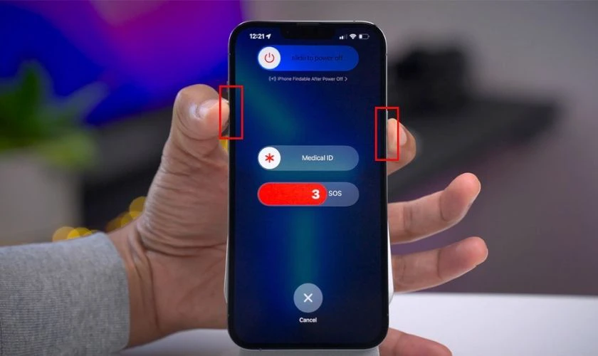 Nhấn và giữ nút Nguồn + Tăng âm lượng