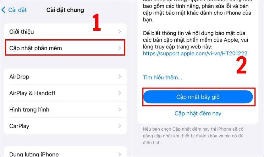Nhấn chọn Cập nhật Phần mềm