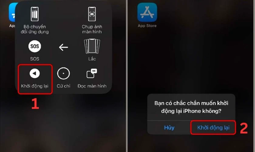 Chọn Khởi động lại, sau đó nhấn Khởi động lại một lần nữa