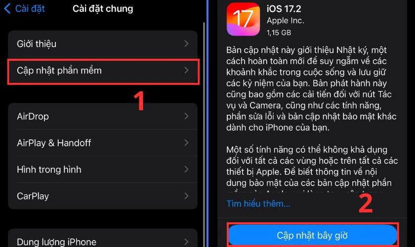Cuộn xuống v&agrave; chọn Cập nhật phần mềm
