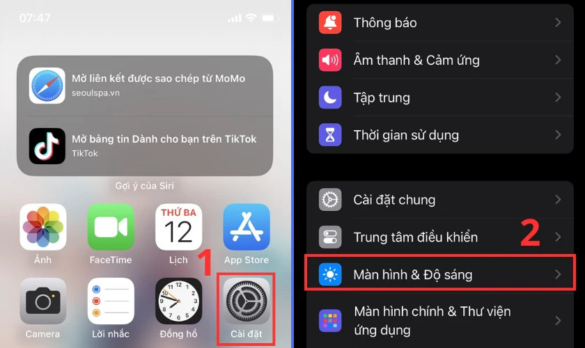 Tắt True Tone khi m&agrave;n h&igrave;nh iPhone 13 Pro Max hiển thị m&agrave;u sai 