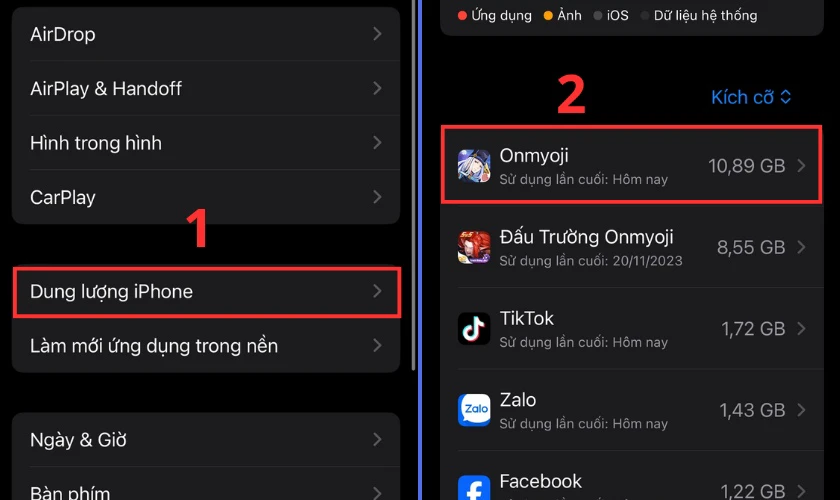 Giải ph&oacute;ng dung lượng để khắc phục lỗi m&agrave;n h&igrave;nh iPhone 13 Pro Max 