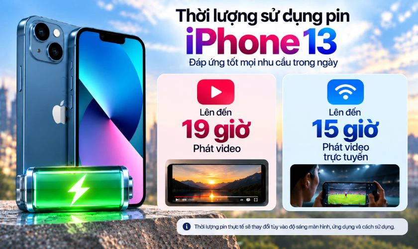 iPhone 13 sở hữu thời lượng sử dụng bền bỉ lên đến 15 giờ xem video liên tục