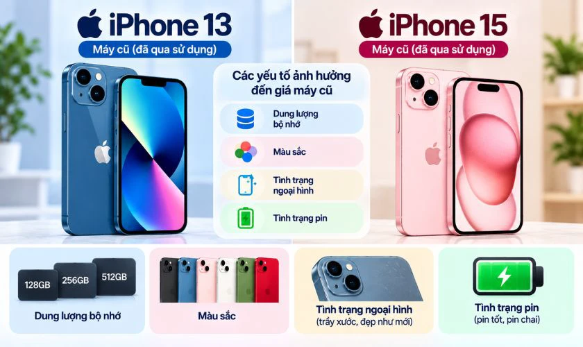 iPhone 13 cũ giá vẫn rẻ hơn iPhone 15 cũ