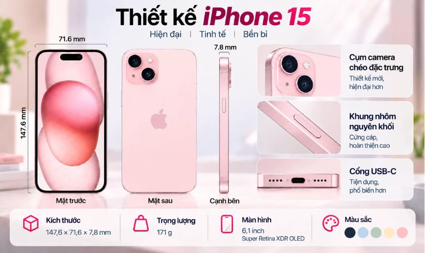 So sánh iPhone 13 và 15 về thiết kế