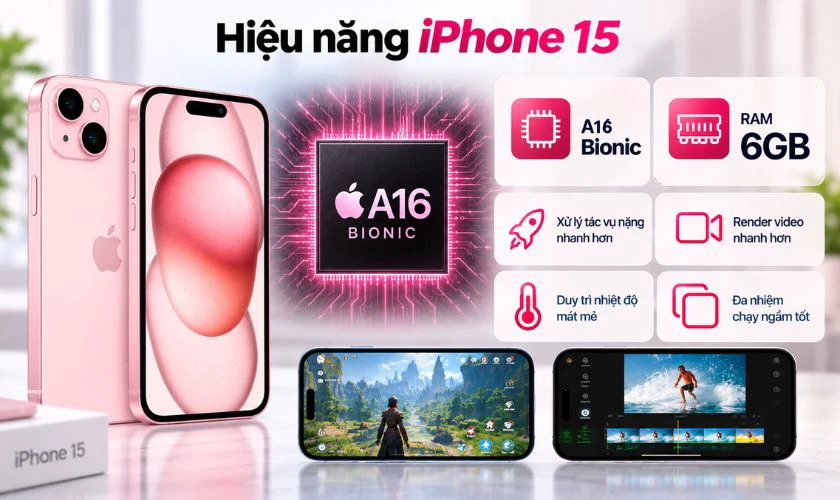 iPhone 15 mạnh hơn với chip A16 Bionic