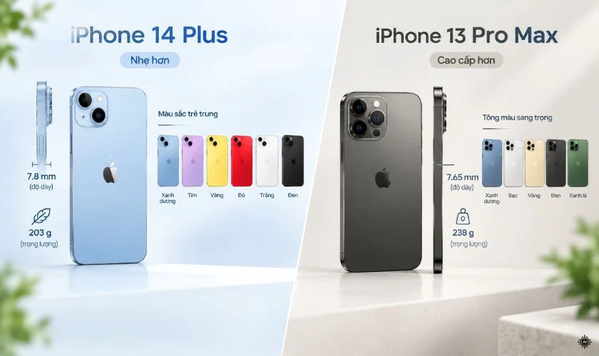 14 Plus dày hơn 13 Pro Max
