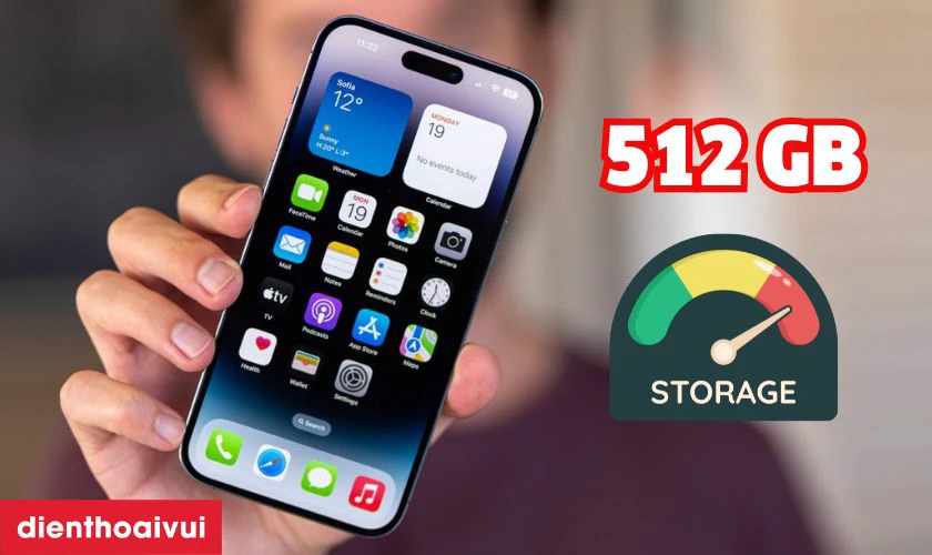Lưu trữ thoải m&aacute;i với dung lượng đến 512GB