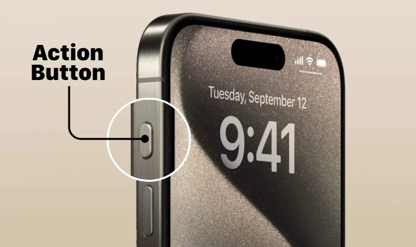 Vị tr&iacute; v&agrave; thiết kế của n&uacute;t iPhone 15 Action Button&nbsp;