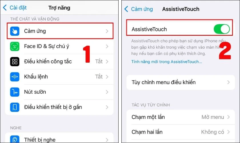 Nhấn v&agrave;o Cảm ứng (Touch)