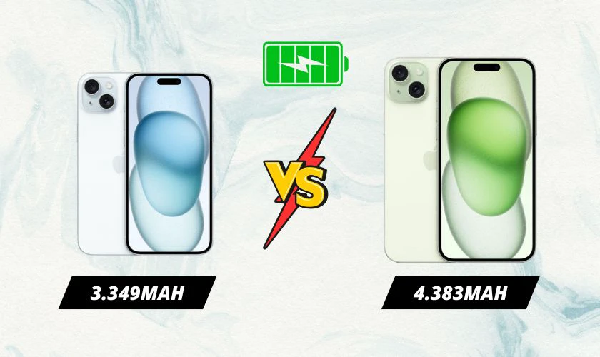 So sánh chi tiết iPhone 15 và iPhone 15 plus khác nhau như thế nào về pin