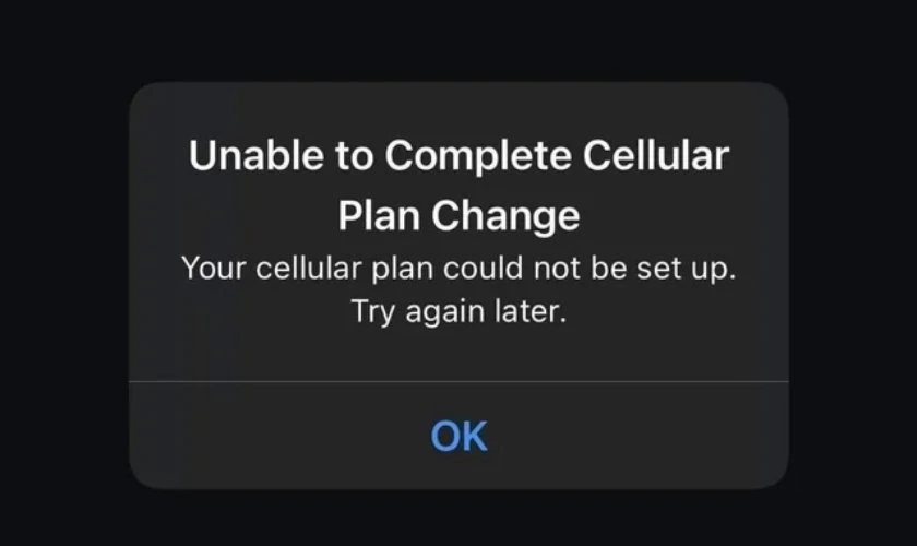 Lỗi kẹt ở màn hình Cellular Setup Complete