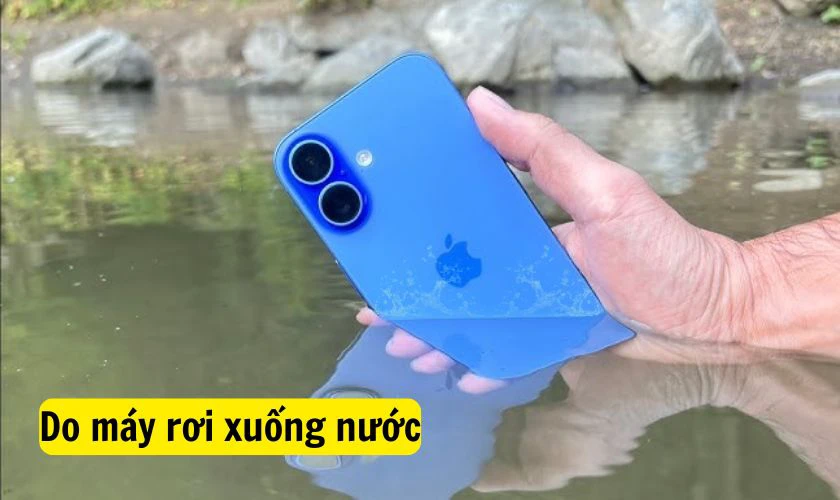 Do m&aacute;y rơi xuống nước