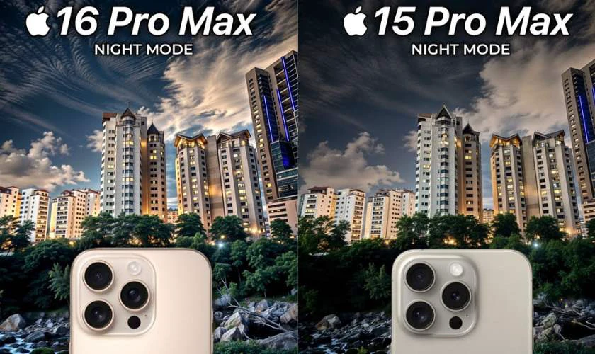 So s&aacute;nh iPhone 16 Pro Max v&agrave; 15 Pro Max về camera