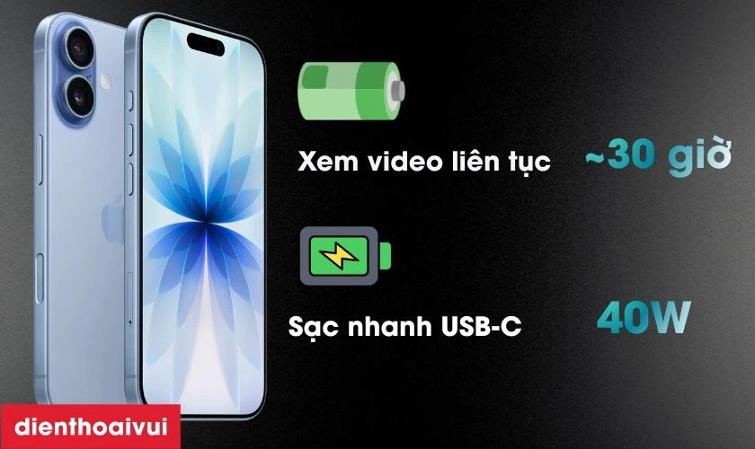Sạc nhanh v&agrave; thời lượng pin ấn tượng