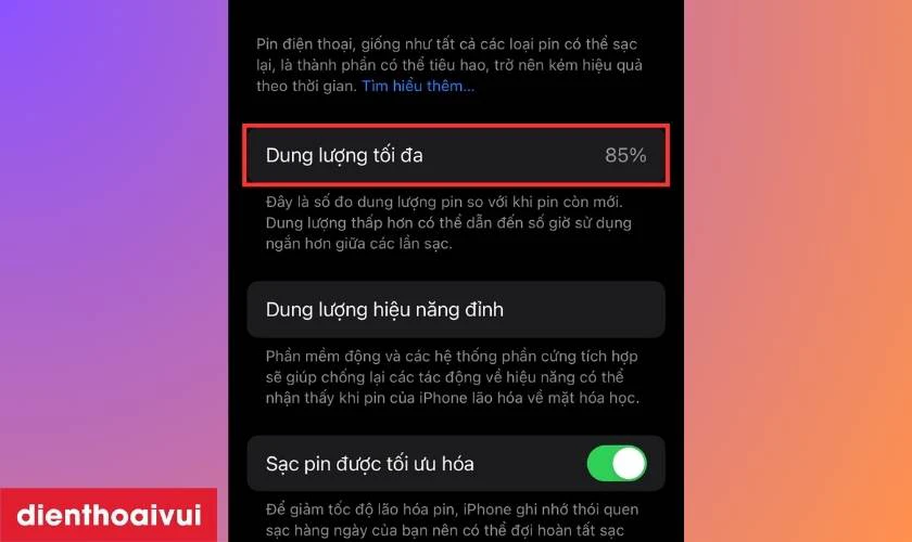 L&uacute;c n&agrave;y tại d&ograve;ng Dung lượng tối đa