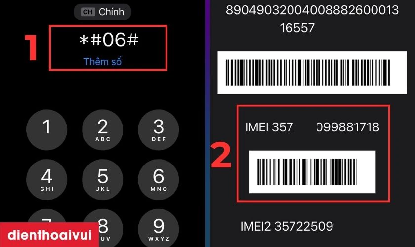 V&agrave;o Điện thoại v&agrave; nhấn *#06# để lấy m&atilde; IMEI