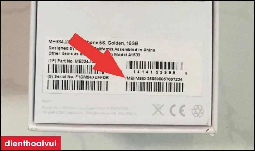  số IMEI tr&ecirc;n mặt sau của vỏ máy hộp
