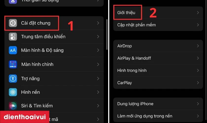 V&agrave;o C&agrave;i đặt chung tại C&agrave;i đặt rồi chọn Giới thiệu