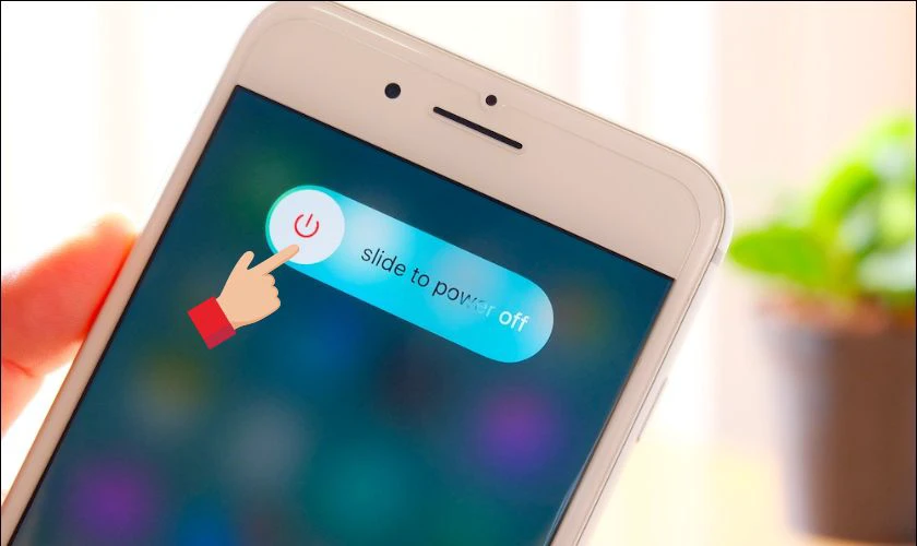K&eacute;o v&agrave; giữ Slide cho đến khi xuất hiện logo Apple