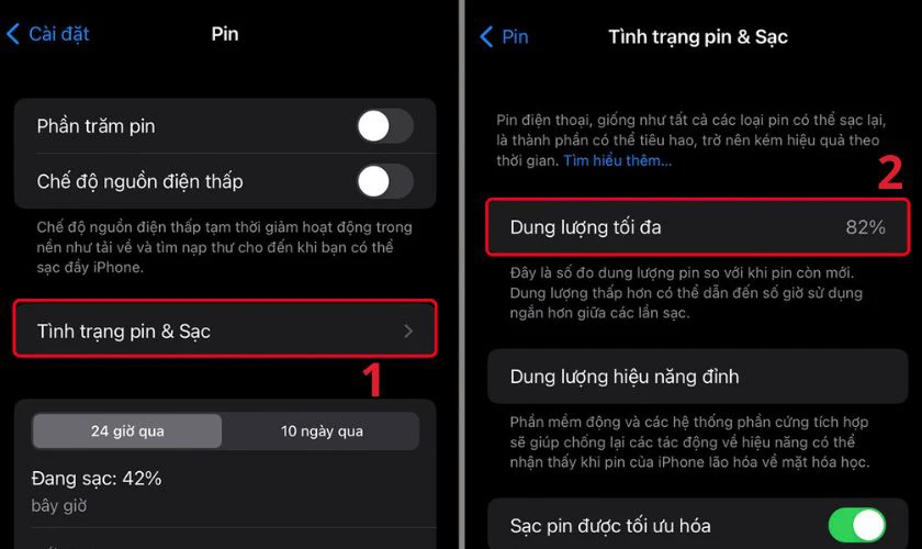 Thay pin khi dung lượng pin tối đa bị giảm qu&aacute; nhiều so với ban đầu