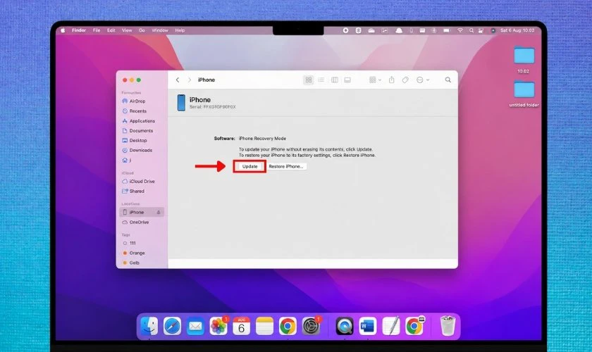 Chọn Update để cập nhật iOS