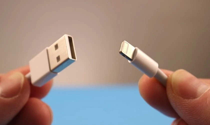 Kiểm tra c&aacute;p sạc khi iPhone bị lỗi cắm sạc, loạn cảm ứng