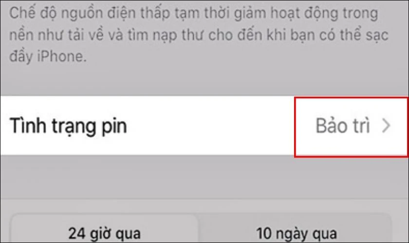 Đặc biệt, nếu tình trạng pin đang để Bảo trì, thì tốt nhất là bạn nên mang đi thay để có trải nghiệm tốt nhất