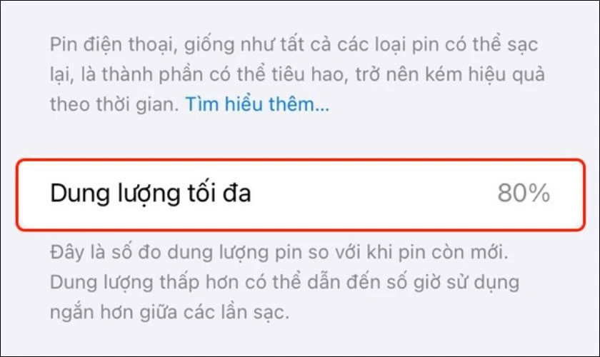 Nếu pin vẫn trên 80% thì máy của bạn vẫn hoạt động tốt