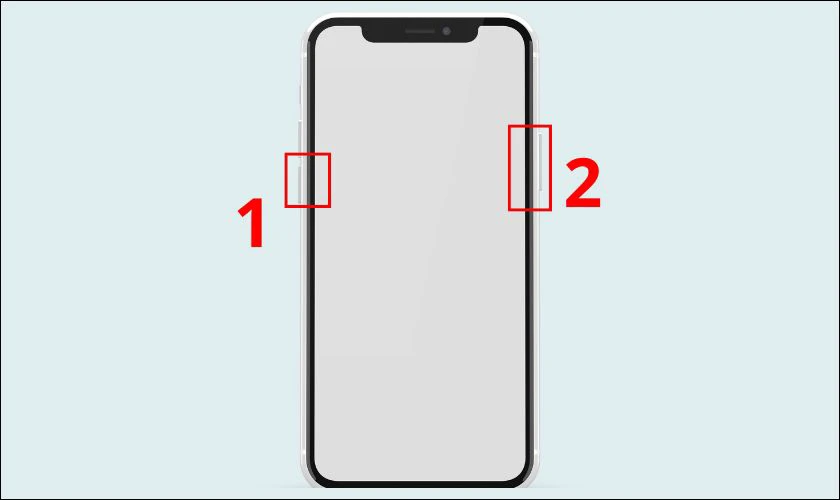 Tiếp tục nhấn giữ N&uacute;t giảm &acirc;m lượng, giữ N&uacute;t nguồn trong 3 gi&acirc;y