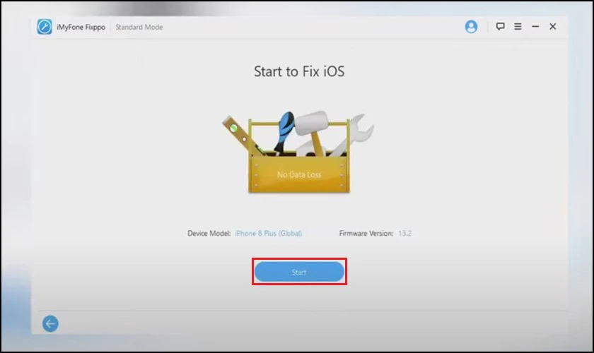 Ấn chọn Start để chương tr&igrave;nh tự động firmware v&agrave;o iPhone