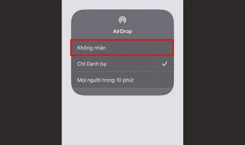 Chọn Kh&ocirc;ng nhận