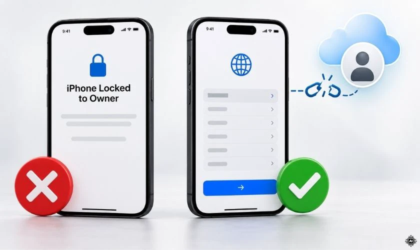 Kiểm tra Apple Account, Find My và màn hình Activation Lock
