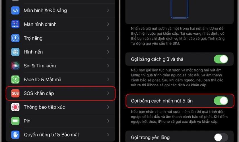 Thiết lập danh bạ khẩn cấp v&agrave; SOS tự động
