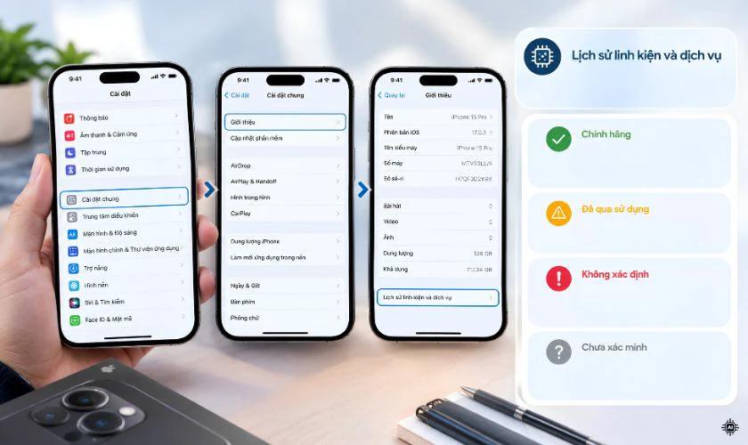 Kiểm tra thông tin và lịch sử linh kiện