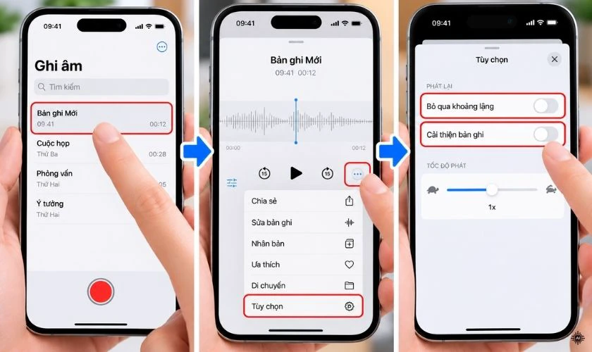 Điều chỉnh tùy chọn phát lại bản ghi