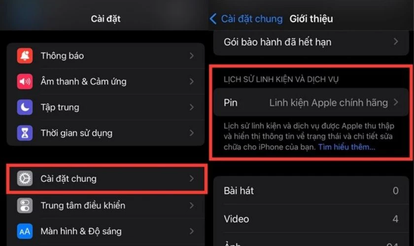 Kiểm tra pin và tình trạng linh kiện