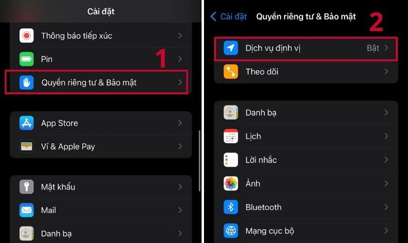 Tắt định vị để khắc phục iPhone kh&ocirc;ng v&agrave;o được mạng 4G v&agrave; Wi-Fi