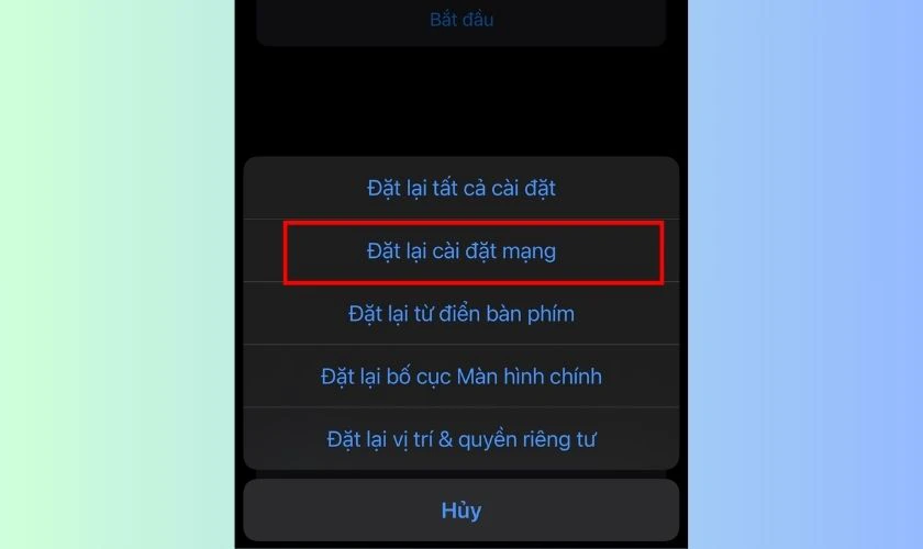 Cuối cùng, bạn chọn vào mục Đặt lại cài đặt mạng