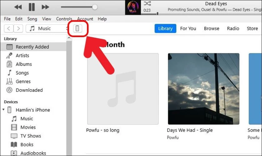 Bạn mở iTunes và ấn vào biểu tượng Điện thoại nằm trên thanh công cụ