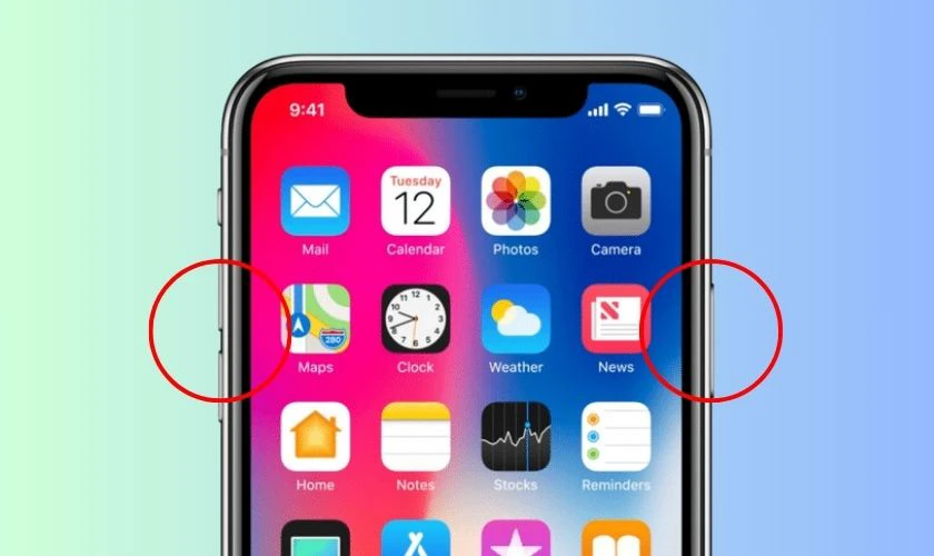 Bạn nhấn và giữ đồng thời nút Volume và nút Nguồn