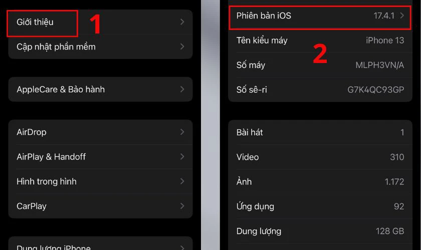 Xem x&eacute;t phi&ecirc;n bản iOS của điện thoại c&oacute; tương th&iacute;ch kh&ocirc;ng
