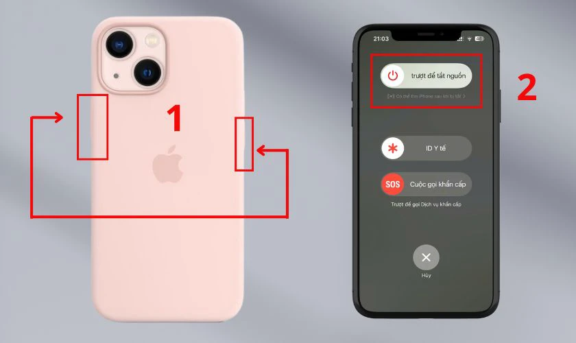 Khởi động lại điện thoại iPhone&nbsp;khi m&aacute;y kh&ocirc;ng nhận tai nghe Lightning