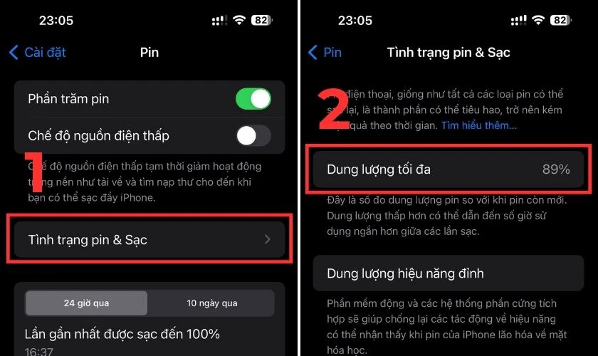 Kiểm tra t&igrave;nh trạng pin của iPhone khi sử dụng