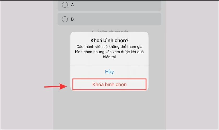 Nhấn Khóa bình chọn một lần nữa để hoàn tất